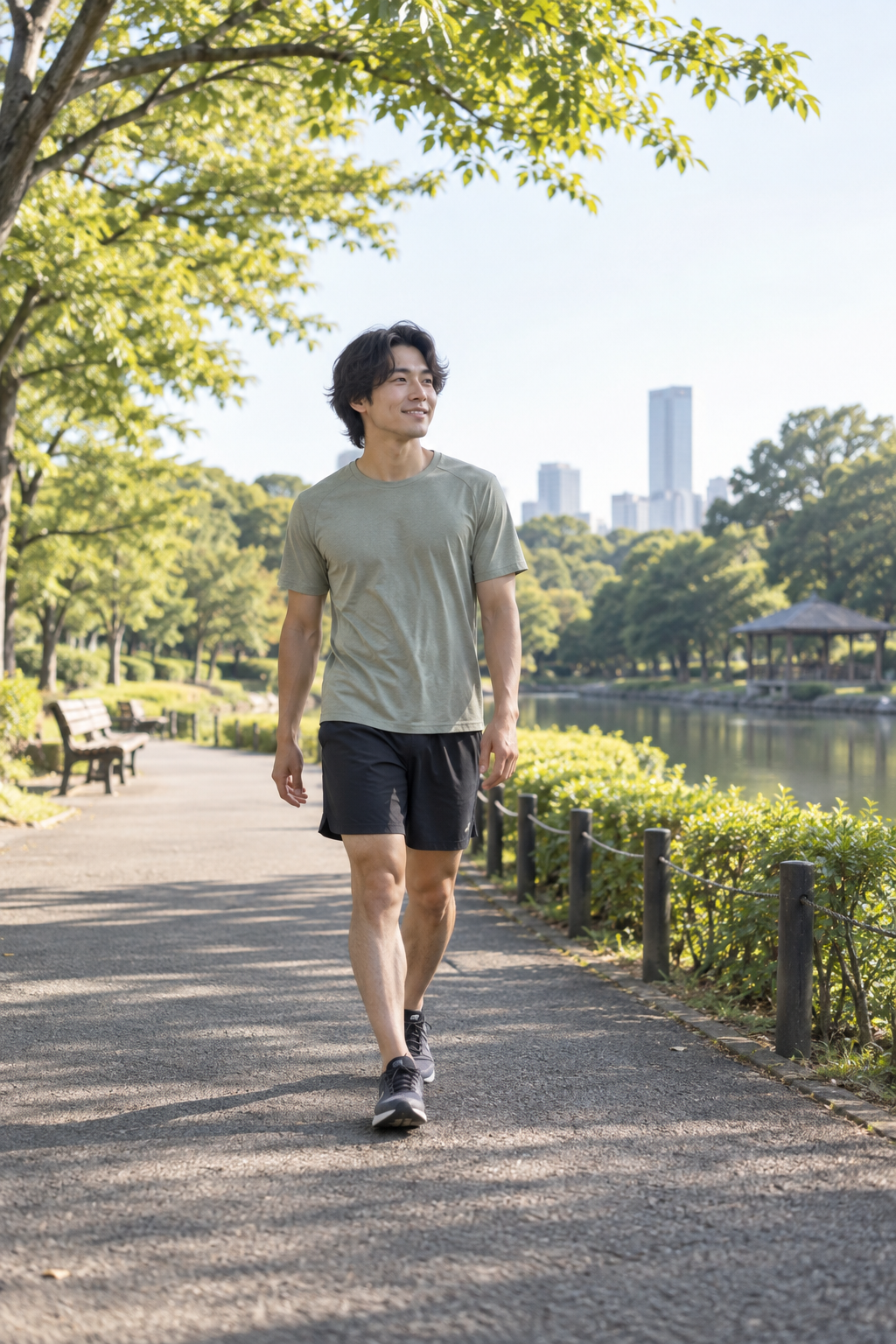 筋肉痛のある日に無理をせず軽く歩く運動者